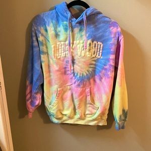 womens small tie die dollywood hoodie